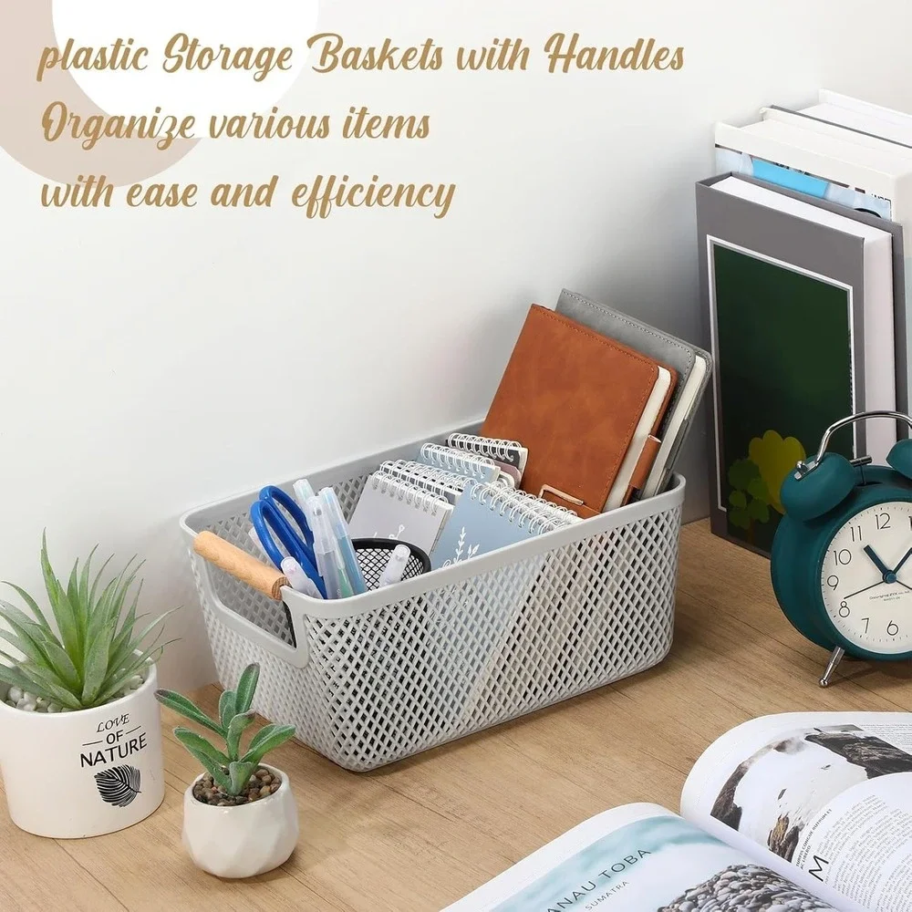 Ziliny 4 Pcs Plastic Mesh Baskets with Handles - Mesh Storage Hanging Organizer